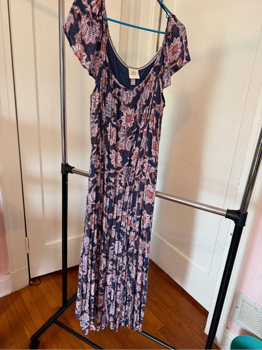 Knox Rose Navy Floral Maxi Dress with Pink Accents